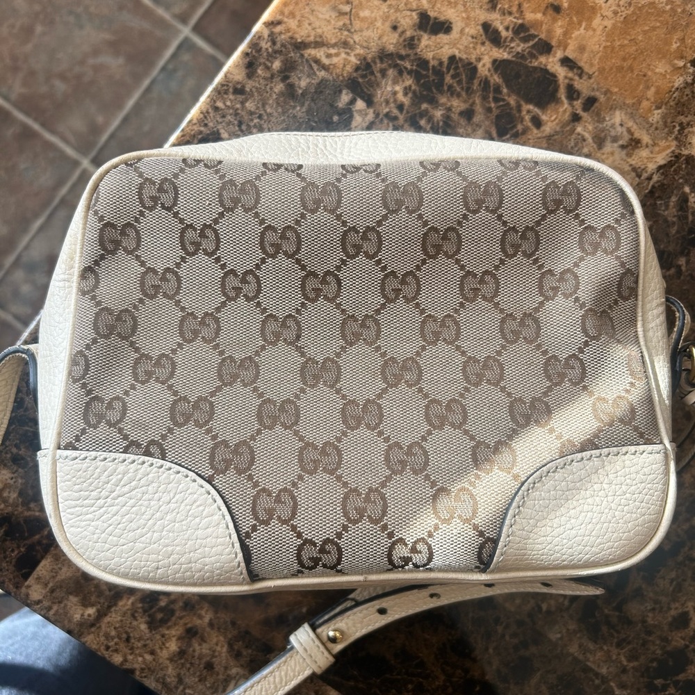 Designer White and Brown Crossbody Bag